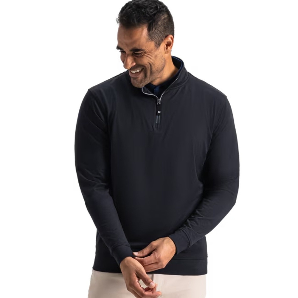 FootJoy Mens Approach Quarter-Zip Golf Pullover Size 2XL Black ProDry Fabric